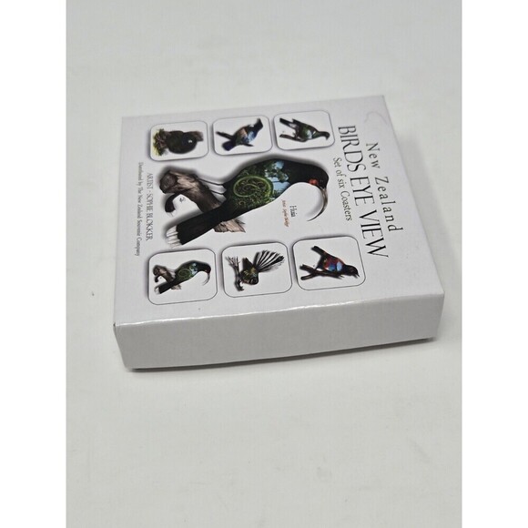 VINTAGE NEW ZEALAND BIRDS EYE VIEW COASTERS SET OF 6 SOPHIE BLOKKER ARTIST BOX - Picture 3 of 9